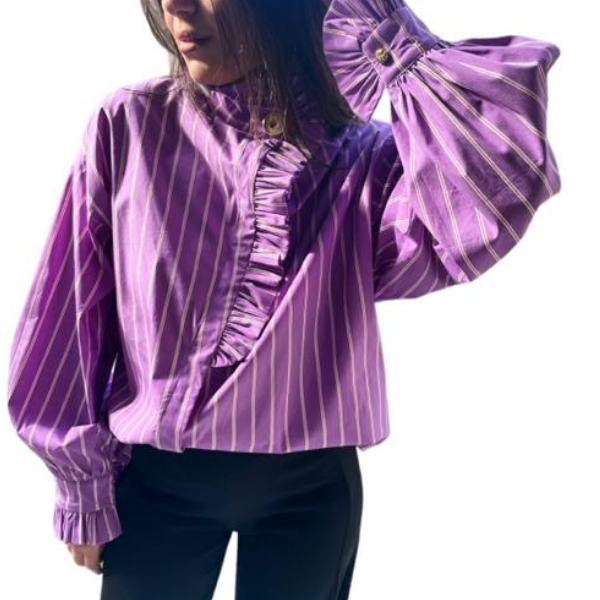 Chemise Napoléone lavande à rayures